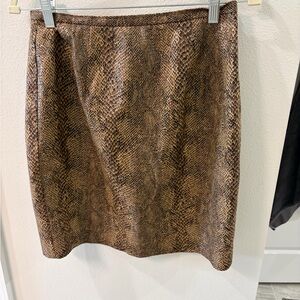 Harve Benard Brown Snake Print Pencil Skirt